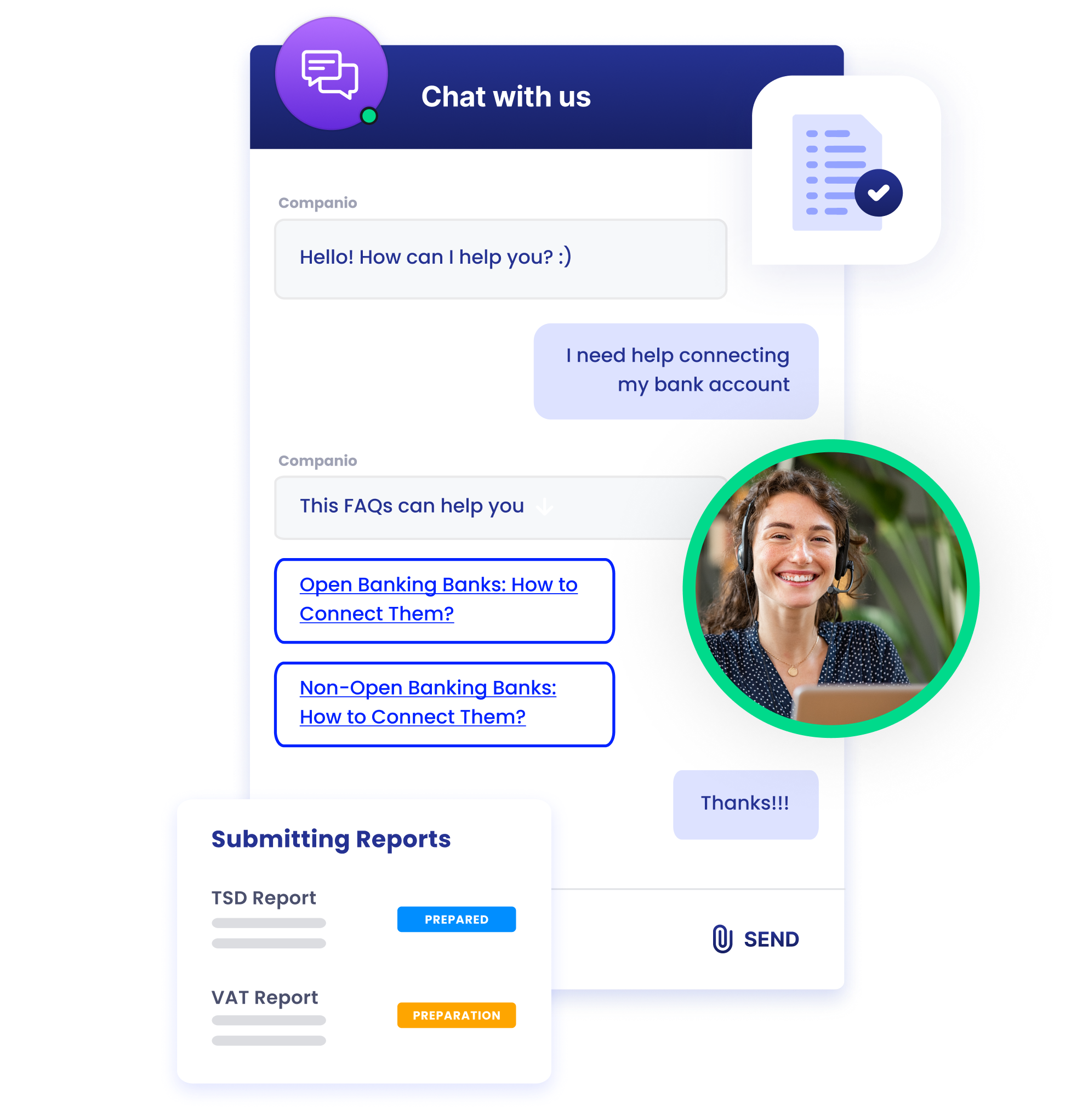 Screenshot of chat with customer support 